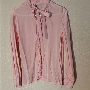 Chic Pink Women's Blouse with Ruffle Detail